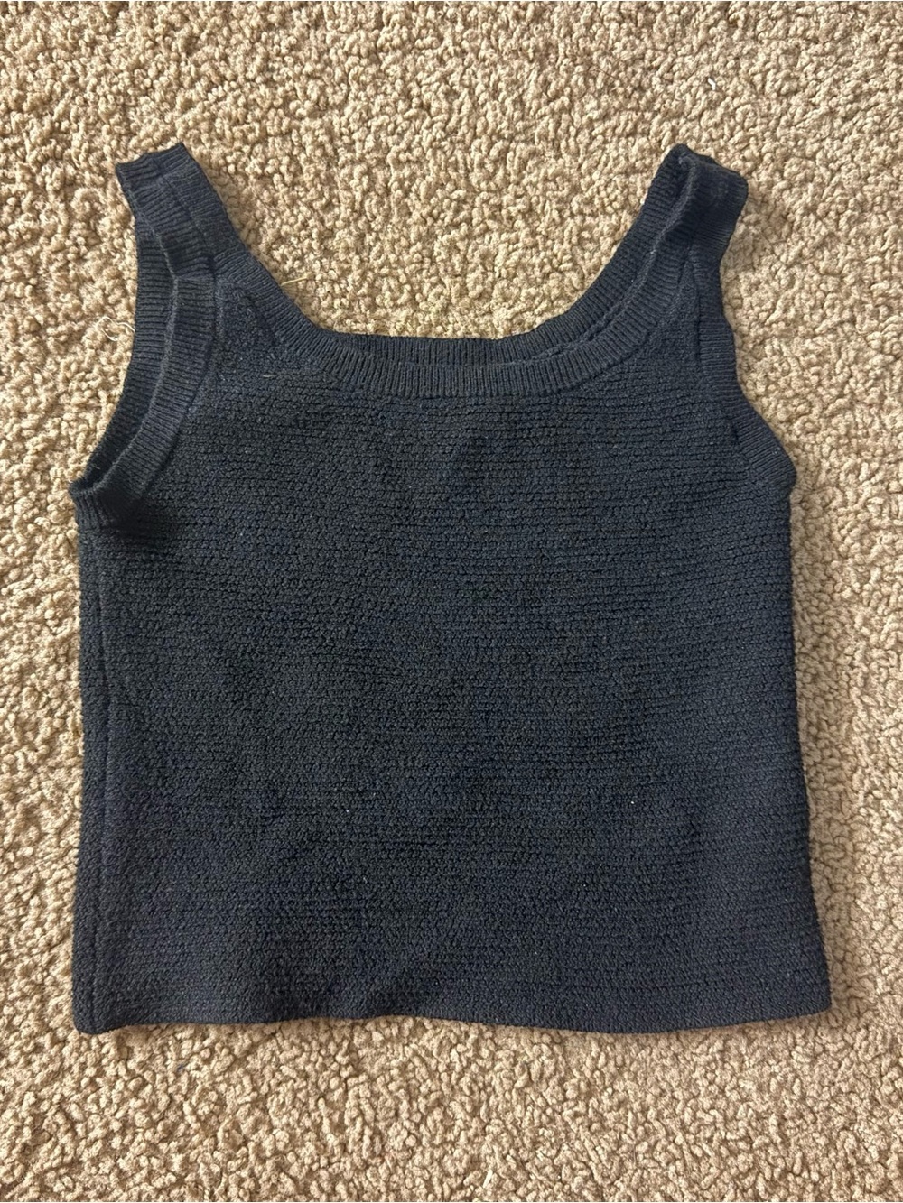 American Eagle Outfitters Black Knit Square-Neck Tank